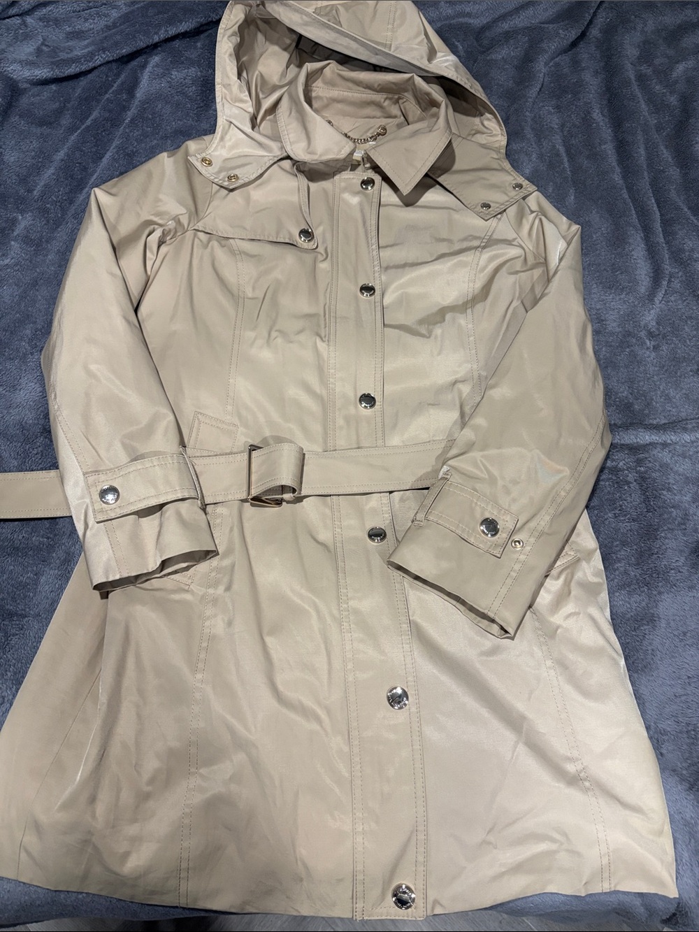 Michael Kors Light Beige Hooded Trench Coat with Belt